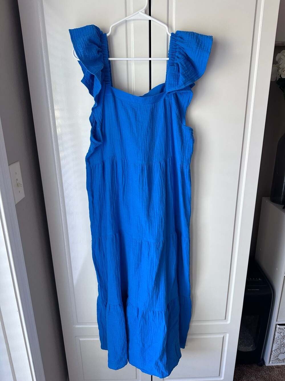 Mud Pie Ruffle Strap Tiered Maxi Dress Size M Blue